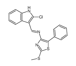 3-<4-(2-methylthio-5-phenylthiazolyl)iminomethyl>-2-chloroindole Structure