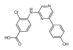 3-chloro-4-{[6-(4-hydroxyphenyl)pyrazin-2-yl]amino}benzoic acid Structure