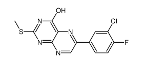 6-(3-chloro-4-fluoro-phenyl)-2-methylsulfanyl-pteridin-4-ol Structure