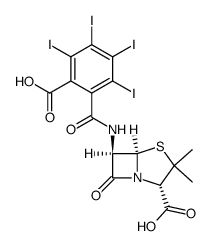 6β-(2-carboxy-3,4,5,6-tetraiodo-benzoylamino)-penicillanic acid结构式