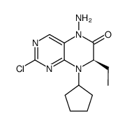 (7R)-5-amino-2-chloro-8-cyclopentyl-7-ethyl-7,8-dihydro-5H-pteridin-6-one结构式