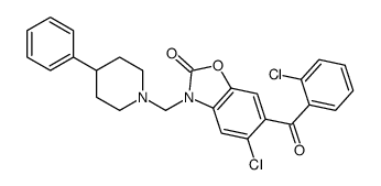 5-chloro-6-(2-chlorobenzoyl)-3-[(4-phenylpiperidin-1-yl)methyl]-1,3-benzoxazol-2-one结构式