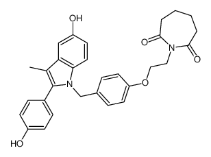 1-(2-{4-[5-Hydroxy-2-(4-hydroxy-phenyl)-3-methyl-indol-1-ylmethyl]-phenoxy}-ethyl)-azepane-2,7-dione结构式