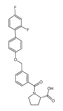 (S)-1-[3-(2',4'-difluoro-biphenyl-4-yloxymethyl)-benzoyl]-pyrrolidine-2-carboxylic acid structure