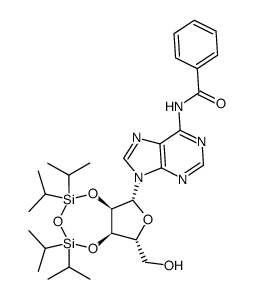 N6-benzoyl-2',3'-O-(1,1,3,3-tetraisopropyl-1,3-disiloxanediyl)adenosine Structure