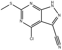 4-Chloro-6-(methylthio)-1H-pyrazolo[3,4-d]pyrimidine-3-carbonitrile Structure
