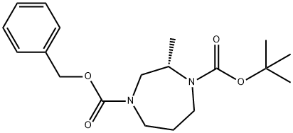 4-benzyl 1-tert-butyl (S)-2-methyl-1,4-diazepane-1,4-dicarboxylate结构式