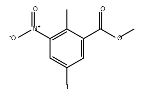 5-碘-2-甲基-3-硝基苯甲酸甲酯结构式