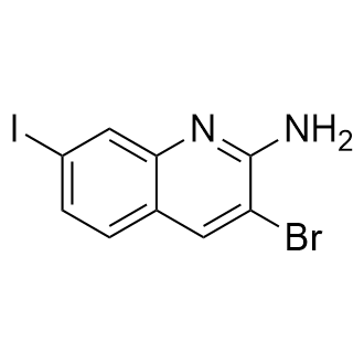 3-溴-7-碘喹啉-2-胺结构式