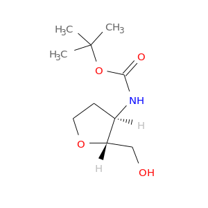 tert-butyl N-[(2R,3R)-2-(hydroxymethyl)tetrahydrofuran-3-yl]carbamate结构式