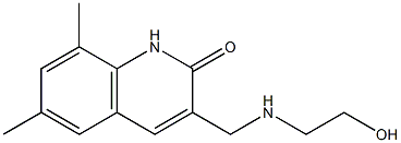 3-((2-羟乙基氨基)甲基)-6,8-二甲基喹-2(1H)-酮结构式