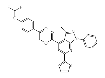 [2-[4-(difluoromethoxy)phenyl]-2-oxoethyl] 3-methyl-1-phenyl-6-thiophen-2-ylpyrazolo[3,4-b]pyridine-4-carboxylate Structure