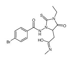 4-bromo-N-[3-ethyl-5-[2-(methylamino)-2-oxoethyl]-4-oxo-2-sulfanylideneimidazolidin-1-yl]benzamide结构式