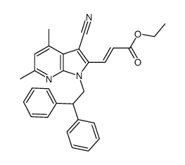 ethyl (2E)-3-[3-cyano-1-(2,2-diphenylethyl)-4,6-dimethyl-1H-pyrrolo[2,3-b]pyridin-2-yl]acrylate Structure