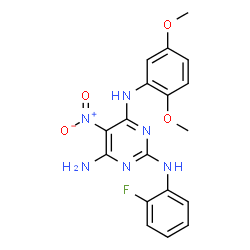 N~4~-(2,5-dimethoxyphenyl)-N~2~-(2-fluorophenyl)-5-nitro-2,4,6-pyrimidinetriamine结构式