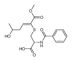 N-benzoyl-S-((Z)-5-hydroxy-1-methoxy-1-oxohex-2-en-2-yl)-L-cysteine Structure