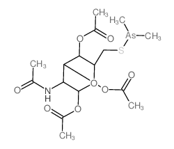 .alpha.-D-Glucopyranose, 2- (acetylamino)-2-deoxy-6-thio-, 1,3, 4-triacetate 6-(dimethylarsinite) structure