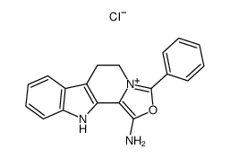 1-amino-3-phenyl-5,6-dihydro-11H-oxazolo[3',4':1,2]pyrido[3,4-b]indol-4-ium chloride结构式