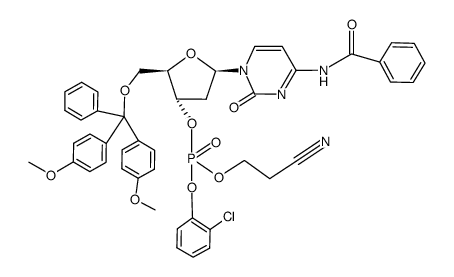 3'-Cytidylic acid, N-benzoyl-5'-O-[bis(4-methoxyphenyl)phenylmethyl]-2'-deoxy-, 2-chlorophenyl 2-cyanoethyl ester结构式