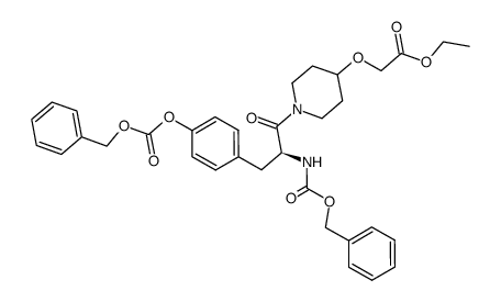 (1-{2-benzyloxycarbonylamino-3-[4-benzyloxycarbonyloxy-phenyl]-propionyl}-piperidine-4-yloxy)-acetic acid ethyl ester结构式