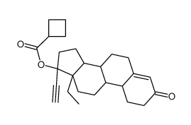 13-ethyl-17alpha-hydroxy-18,19-dinorpregn-4-en-20-yn-3-one cyclobutanecarboxylate结构式