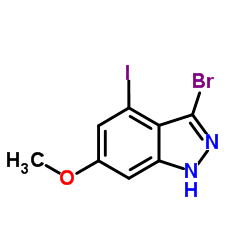 4-IODO-6-METHOXY-3-BROMO(1H)INDAZOLE结构式