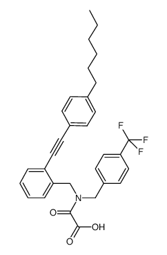 {{2-[(4-hexylphenyl)ethynyl]benzyl}[4-(trifluoromethyl)benzyl]amino}(oxo)acetic acid Structure