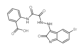 2-[[[(5-bromo-2-oxo-indol-3-yl)amino]carbamoylformyl]amino]benzoic acid structure