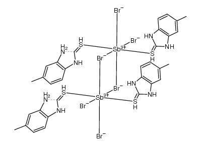 ([SbBr2(μ2-Br)(2-mercapto-5-methylbenzimidazole)2]2)结构式