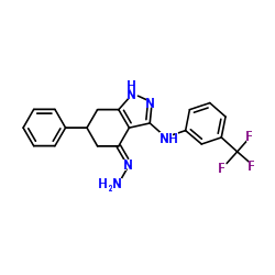 (4E)-4-Hydrazono-6-phenyl-N-[3-(trifluoromethyl)phenyl]-4,5,6,7-tetrahydro-1H-indazol-3-amine结构式