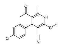 5-acetyl-4-(4-chlorophenyl)-6-methyl-2-methylsulfanyl-1,4-dihydropyridine-3-carbonitrile结构式
