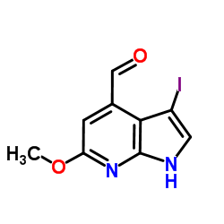 3-Iodo-6-Methoxy-7-azaindole-4-carbaldehyde结构式