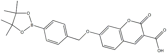 2-oxo-7-((4-(4,4,5,5-tetramethyl-1,3,2-dioxaborolan-2-yl)benzyl)oxy)-2H-chromene-3-carboxylic acid Structure