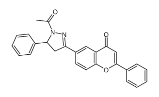 6-(2-acetyl-3-phenyl-3,4-dihydropyrazol-5-yl)-2-phenylchromen-4-one结构式