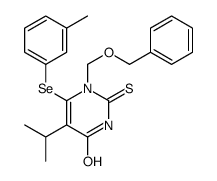 6-(3-methylphenyl)selanyl-1-(phenylmethoxymethyl)-5-propan-2-yl-2-sulfanylidenepyrimidin-4-one Structure