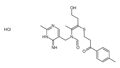 N-[(4-amino-2-methylpyrimidin-5-yl)methyl]-N-[(Z)-5-hydroxy-3-[3-(4-methylphenyl)-3-oxopropyl]sulfanylpent-2-en-2-yl]formamide,hydrochloride Structure