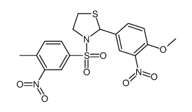 2-(4-methoxy-3-nitrophenyl)-3-(4-methyl-3-nitrophenyl)sulfonyl-1,3-thiazolidine Structure