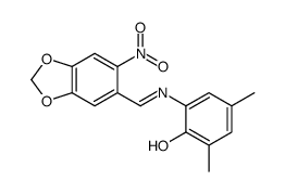2,4-dimethyl-6-[(6-nitro-1,3-benzodioxol-5-yl)methylideneamino]phenol结构式