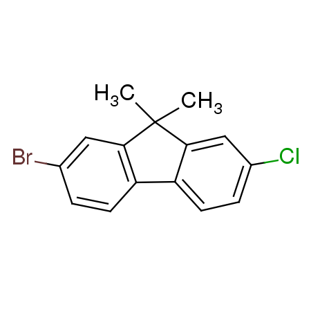2-溴-7-氯-9,9-二甲基-9H-芴结构式