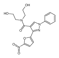 3-(5-nitro-furan-2-yl)-1-phenyl-1H-pyrazole-4-carboxylic acid bis-(2-hydroxy-ethyl)-amide结构式