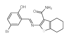 Benzo[b]thiophene-3-carboxamide,2-[[(5-bromo-2-hydroxyphenyl)methylene]amino]-4,5,6,7-tetrahydro- Structure