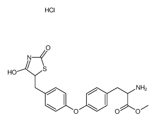 methyl 2-amino-3-[4-[4-[(2,4-dioxo-1,3-thiazolidin-5-yl)methyl]phenoxy]phenyl]propanoate,hydrochloride Structure