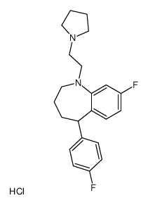 8-fluoro-5-(4-fluorophenyl)-1-(2-pyrrolidinoethyl)-2,3,4,5-tetrahydro-1H-1-benzazepine sesquihydrochloride结构式