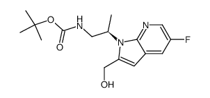 R-[2-(5-fluoro-2-hydroxymethyl-pyrrolo[2,3-b]pyridin-1-yl)-propyl]-carbamic acid tert-butyl ester结构式