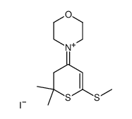 4-(2,2-Dimethyl-6-methylsulfanyl-2,3-dihydro-thiopyran-4-ylidene)-morpholin-4-ium; iodide Structure