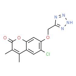 6-chloro-3,4-dimethyl-7-(1H-tetrazol-5-ylmethoxy)-2H-chromen-2-one结构式