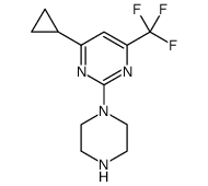 Pyrimidine, 4-cyclopropyl-2-(1-piperazinyl)-6-(trifluoromethyl)结构式