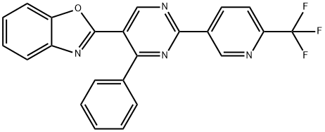 2-[4-phenyl-2-(6-(trifluoromethyl)pyridin-3-yl)pyrimidin-5-yl]benzoxazole结构式