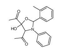 4,5-diacetyl-5-hydroxy-2-(2-methylphenyl)-3-phenyl-oxazolidine结构式