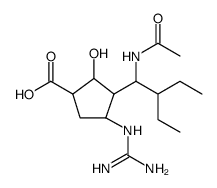 Cyclopentanecarboxylic acid, 3-[1-(acetylamino)-2-ethylbutyl]-4-[(aminoiminomethyl)amino]-2-hydroxy Structure